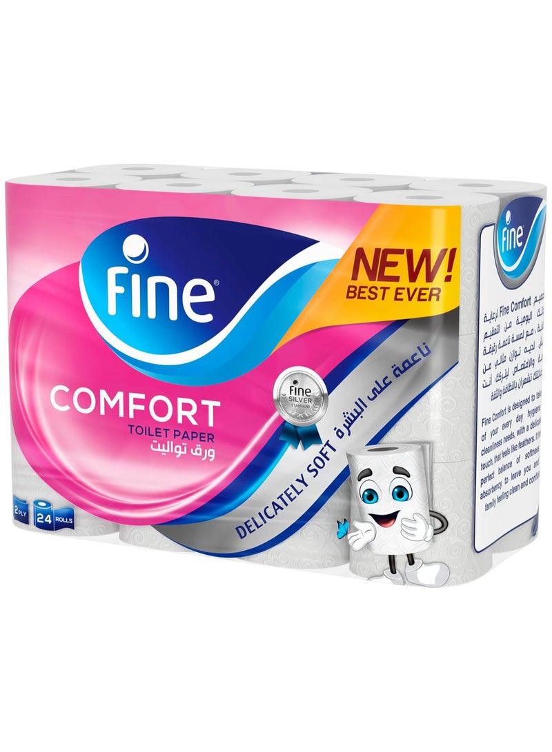فاين كومفورت ورق تواليت 2 طبقة 180 ورقة عبوة من 24 لفة - Image 2