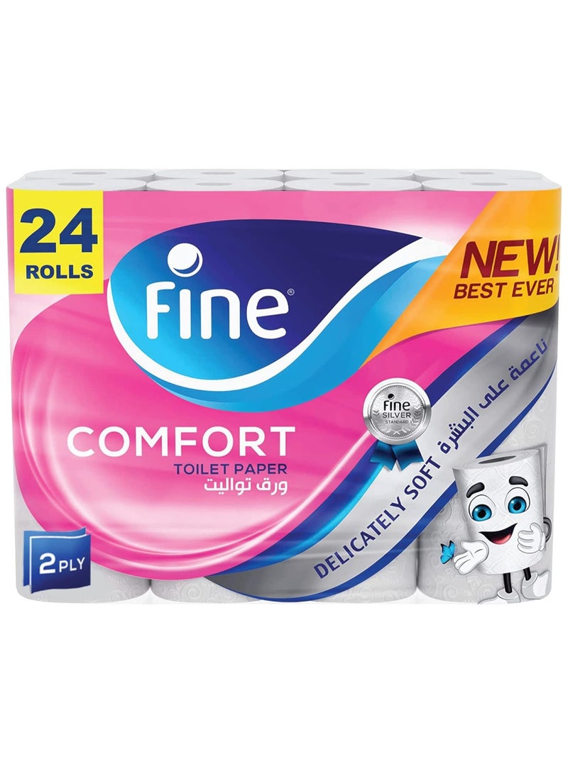 فاين كومفورت ورق تواليت 2 طبقة 180 ورقة عبوة من 24 لفة - Image 1