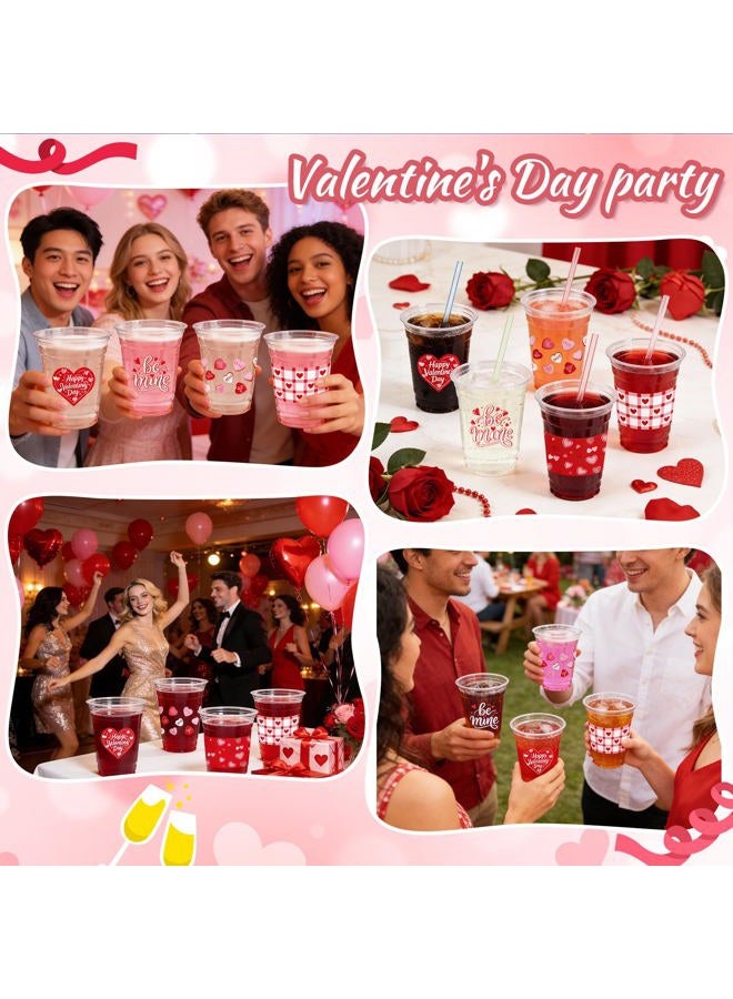 CUPLOOV 50 Pack Valentines Plastic Cups-12oz Heart Valentines Disposable Clear Drinking Cups for Wedding Anniversary Drinkware Beverage Ice Cream Snacks Party Supplies - Image 5