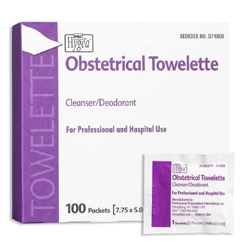 PDI Healthcare D74800 Hygea Obstetrical Towelette, 5" Width, 7.75" Length (Pack of 100)