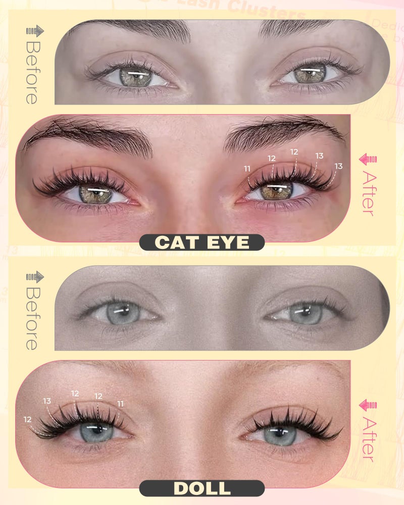 Goddvenus Natural Lash Clusters Kit Wispy Eyelash Clusters Fairy Cluster Eyelash Extensions Kit C Curl Lash Extension Kit Waterproof Individual Lashes (With Tweezers) - Image 5