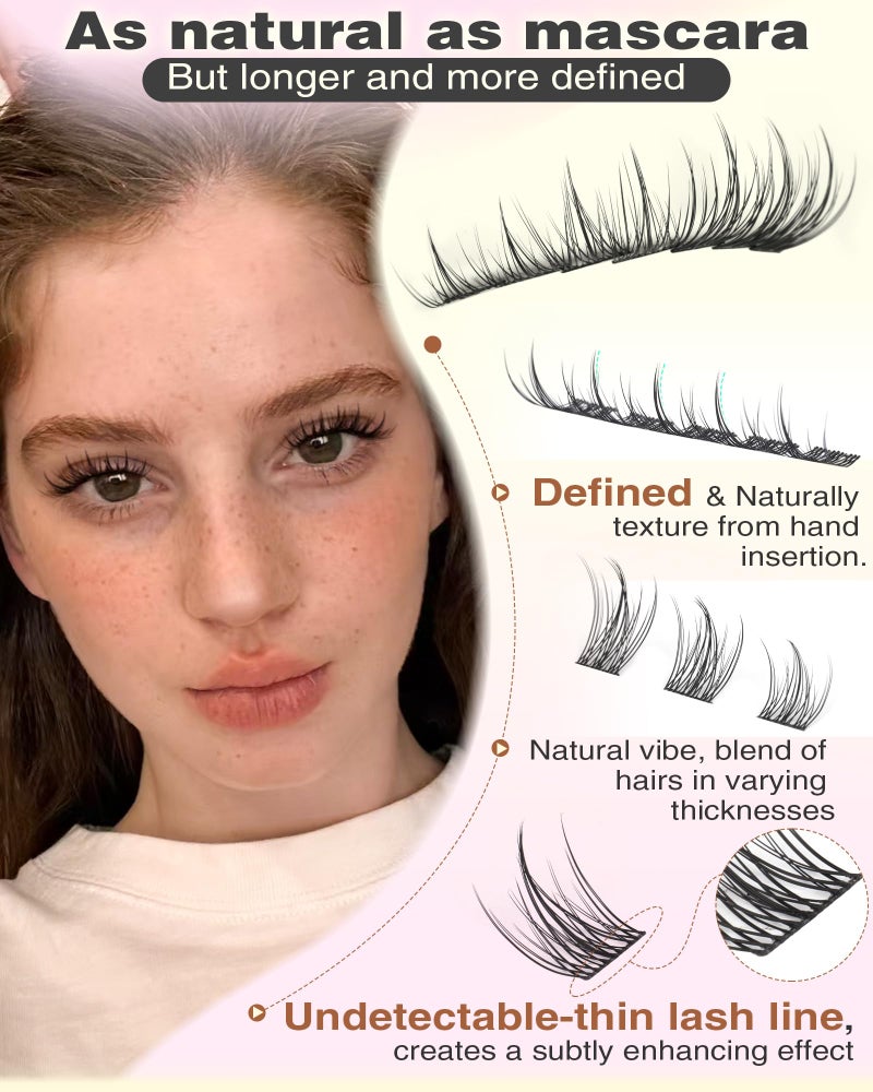 Goddvenus Natural Lash Clusters Kit Wispy Eyelash Clusters Fairy Cluster Eyelash Extensions Kit C Curl Lash Extension Kit Waterproof Individual Lashes (With Tweezers) - Image 4