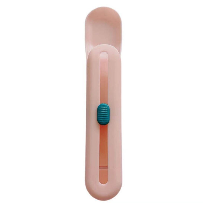 Cat Strip Squeeze Spoon: Pink PP Material Push Button Design - Tail Slot Fixed Easy To Clean Cat Feeding Spoon for Pet Cat Treat Feeding - Image 1