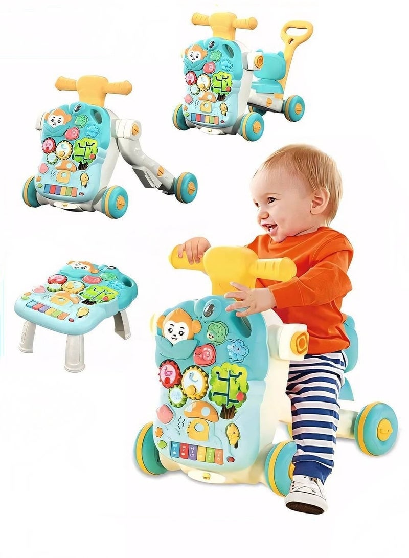 MIXDE 4 in 1 Baby Walker, Sit to Stand learning Infant Walkers With Activity Center, Toddler Trolley & Push Stroller with Interactive Learning Table, Educational Toy Gift for Boys Girls Children - Image 1