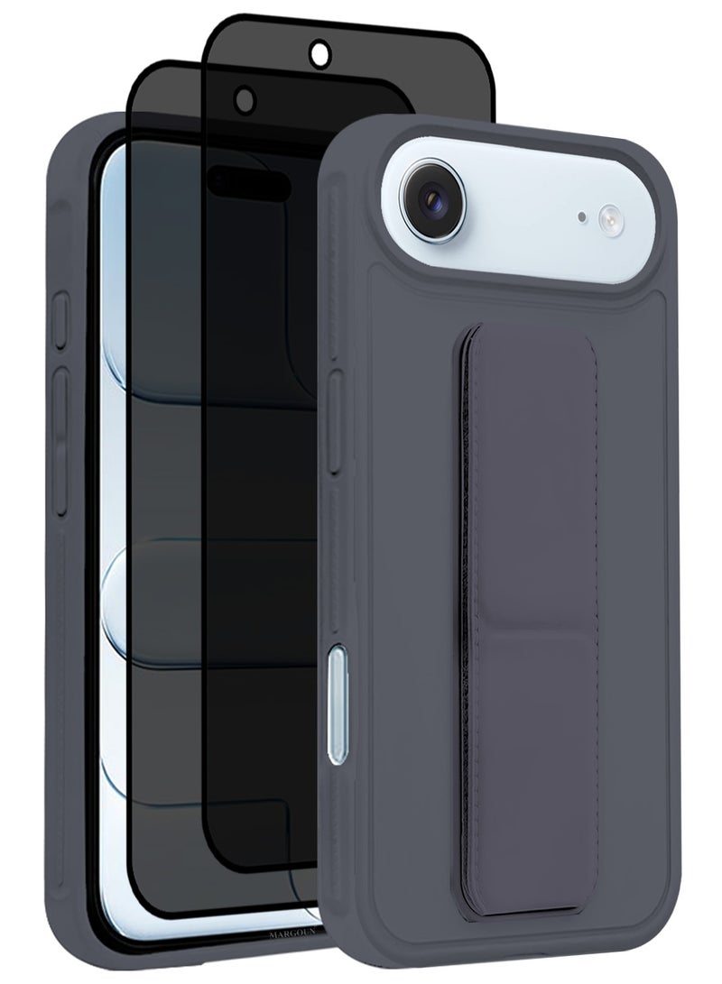 CATANES 3 Packs Premium PU Leather Case for iPhone 17 Air with Stand Function Shockproof and Anti Scratch Finger Grip with Two Privacy Screen Protector - Image 1