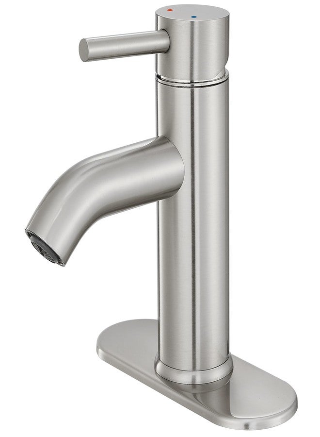 VOTON Bathroom Faucet Brushed Nickel One-Handle, Modern one Hole Bathroom Sink Faucet Lavatory Faucet with Deck - Image 1