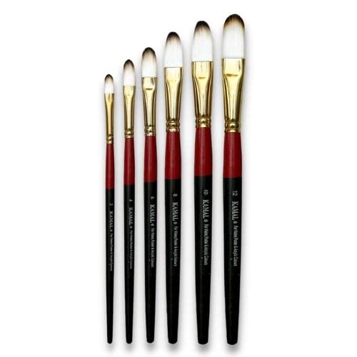 KAMAL Filbert Paint Brush set-Synthetic bristles- 6pc, for Acrylic, Watercolor, Fabric,Gouache & Oil Painting (Set of 6) Paint Brushes for Acrylic Painting, Art Brushes, Drawing and Art Supplies, Paint Brush, Acrylic Paint Brushes for nail art, Paint Brushes for Kids, Paint Brush set, Watercolor Brushes - Image 1