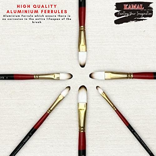KAMAL Filbert Paint Brush set-Synthetic bristles- 6pc, for Acrylic, Watercolor, Fabric,Gouache & Oil Painting (Set of 6) Paint Brushes for Acrylic Painting, Art Brushes, Drawing and Art Supplies, Paint Brush, Acrylic Paint Brushes for nail art, Paint Brushes for Kids, Paint Brush set, Watercolor Brushes - Image 4