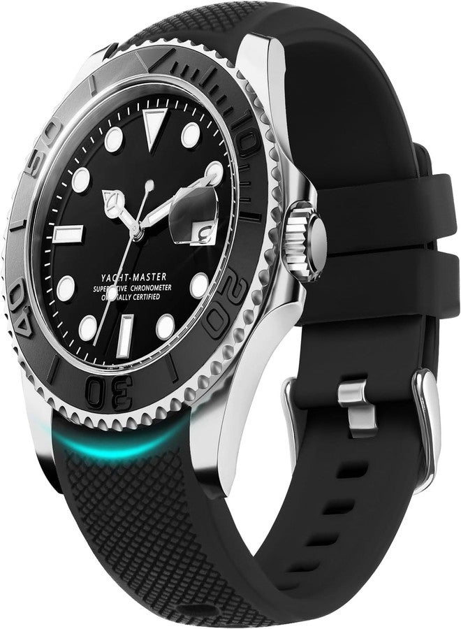 Fullmosa 22mm 20mm 24mm Silicone Watch Bands No Gaps Compatible for Samsung Galaxy Watch 7 6 5 4 3,Galaxy Watch 46mm 42mm,Garmin, Black, 24mm, Classic - Image 1