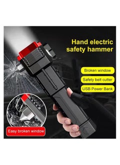LED Torch, Super Bright Torches with 4 Lighting Modes, COB Side Light, IP44 Waterproof Camping Torch with Hammer and Cutter, USB Rechargeable Flashlight for Camping Hiking