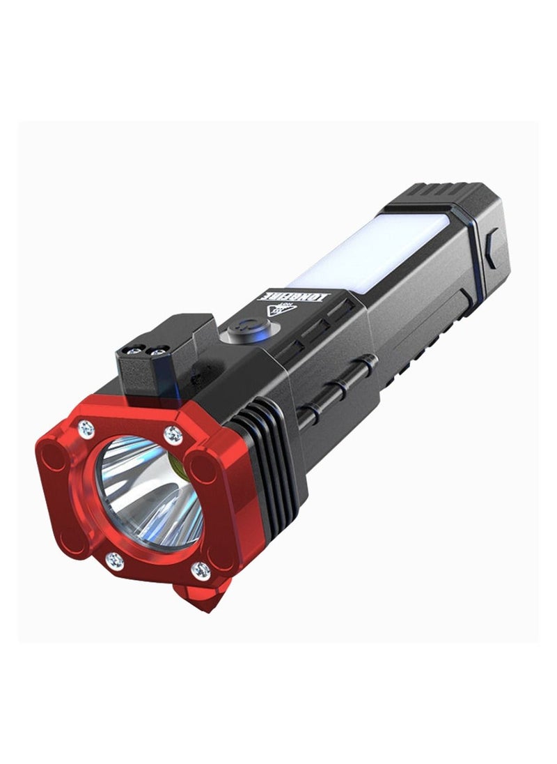 Generic - LED Torch, Super Bright Torches with 4 Lighting Modes, COB Side Light, IP44 Waterproof Camping Torch with Hammer and Cutter, USB Rechargeable Flashlight for Camping Hiking - Image 1