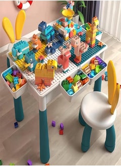 Multi-Functional Educational Block Table and 1 Chair Set ï¼ˆInclude 403pcs building blocksï¼‰â€“ Kids Multi Activity Building Block Table Toy with Storage; kids study table and chair