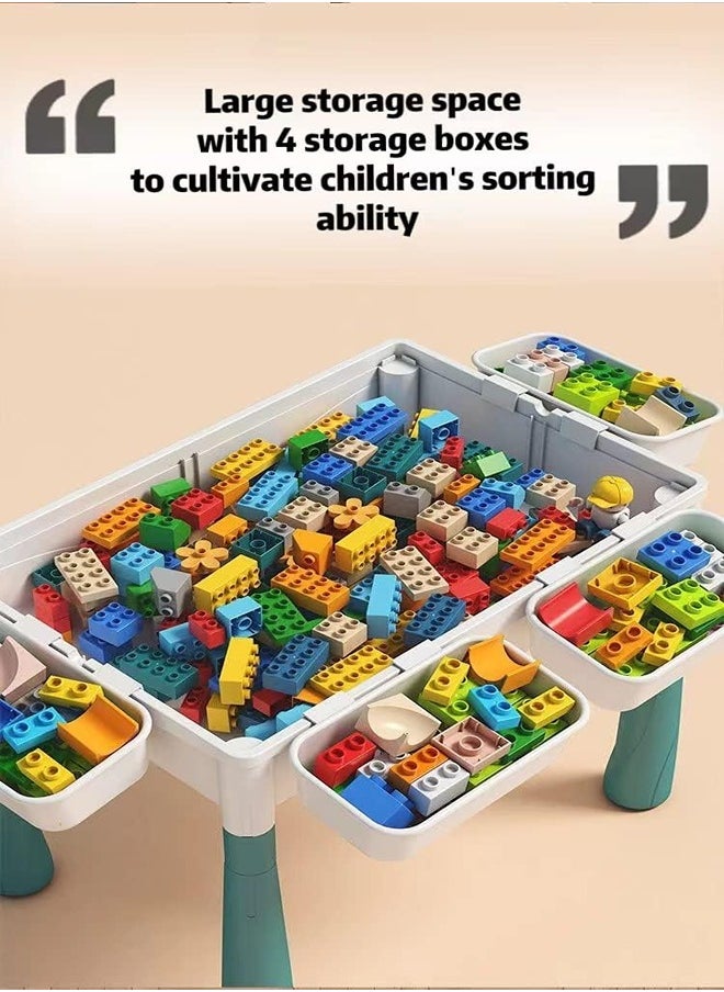 Generic - Multi-Functional Educational Block Table and 1 Chair Set ï¼ˆInclude 403pcs building blocksï¼‰â€“ Kids Multi Activity Building Block Table Toy with Storage; kids study table and chair - Image 1