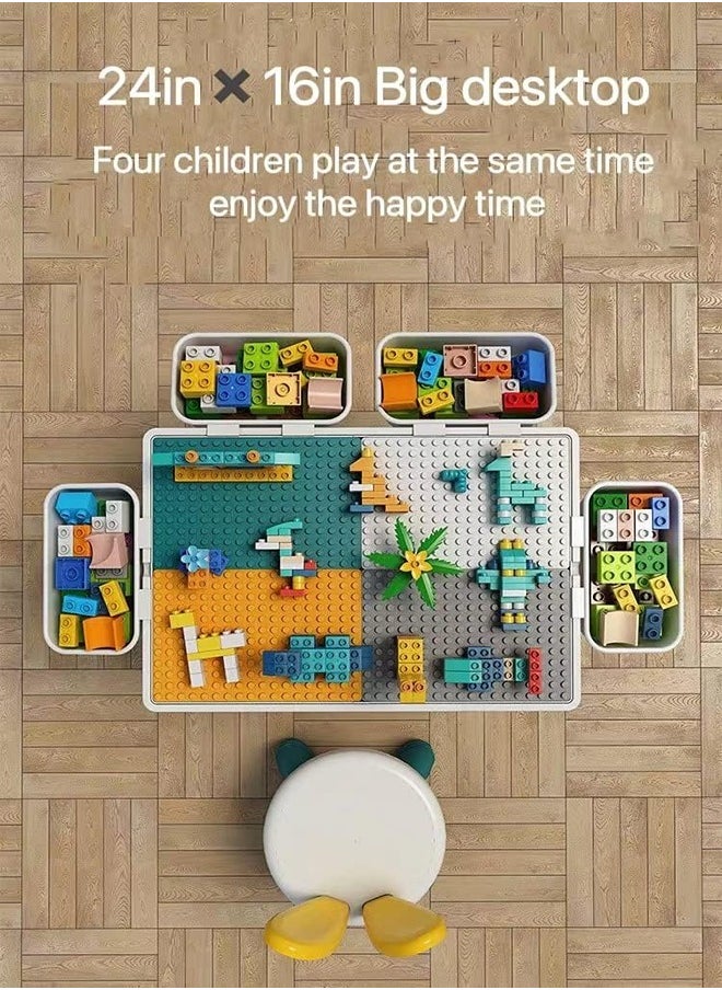 Generic - Multi-Functional Educational Block Table and 1 Chair Set ï¼ˆInclude 403pcs building blocksï¼‰â€“ Kids Multi Activity Building Block Table Toy with Storage; kids study table and chair - Image 1