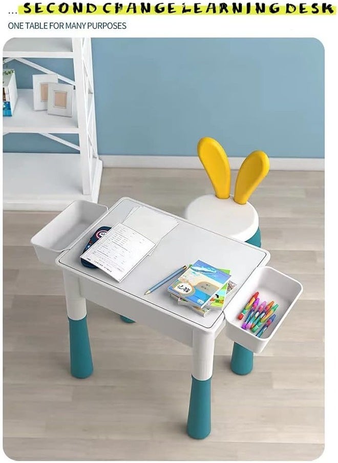 Generic - Multi-Functional Educational Block Table and 1 Chair Set ï¼ˆInclude 403pcs building blocksï¼‰â€“ Kids Multi Activity Building Block Table Toy with Storage; kids study table and chair - Image 1