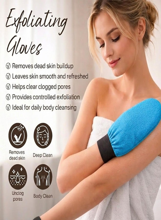 Fundrem Exfoliating Gloves 2 Pcs, Korean Exfoliating Mitts, Body Scrub for Dead Skin Remover, Exfoliating Body Scrubber for Bath Shower, Body Exfoliator Scrubber, Moroccan Exfoliate Glove, Women Men - Image 2