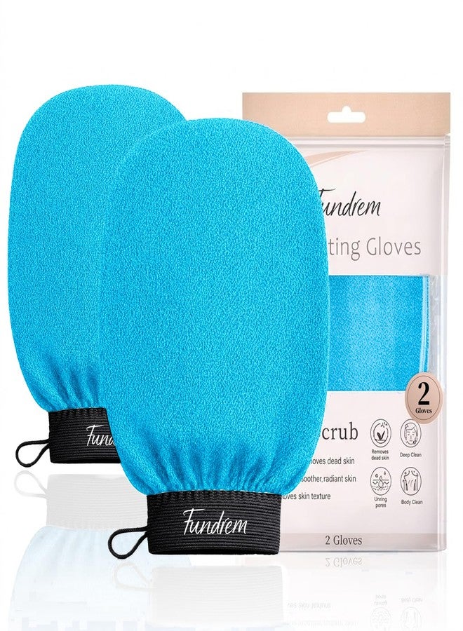 Fundrem Exfoliating Gloves 2 Pcs, Korean Exfoliating Mitts, Body Scrub for Dead Skin Remover, Exfoliating Body Scrubber for Bath Shower, Body Exfoliator Scrubber, Moroccan Exfoliate Glove, Women Men - Image 1