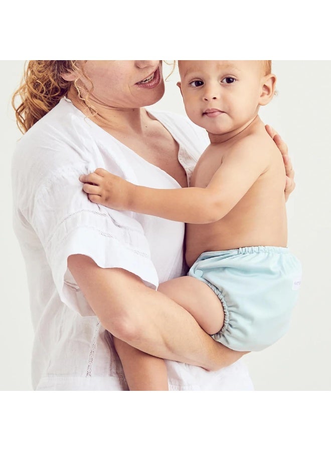 Esembly Cloth Diaper Bundle Set, 3 Organic Absorbent Inners and 1 Waterproof Diaper Cover, Blowout-Proof Reusable Washable Diapers with Snap Closure, Size 2 (18-35lbs), Mist - Image 5