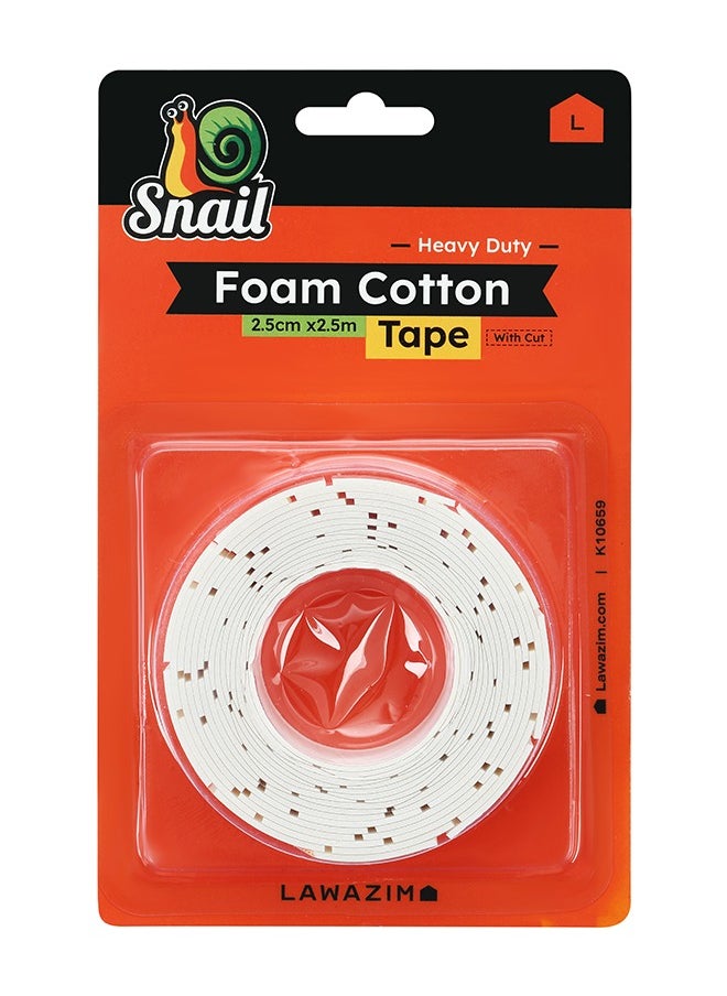 LAWAZIM Snail Strong Foam Cotton Double Face Adhesive with Cut-2.5x3m- Waterproof Tear-Resistant Pre-Cut Double-Sided Tape for Wall Mounting Securing Objects Picture Hanging Craft Projects and DIY Repairs  - Image 1