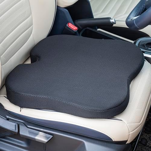 FOVERA Car Seat Cushions | 2 Years Warranty | for Long Drive & Daily Commute | Gel Memory Foam Wedge Cushion with Coccyx Cutout for Lower Back, Hip, Tailbone & Sciatica Pain Relief (Black, Pack of 1) - Image 1