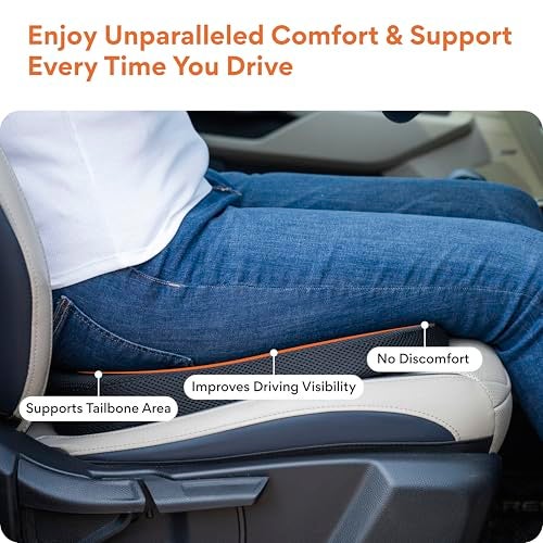 FOVERA Car Seat Cushions | 2 Years Warranty | for Long Drive & Daily Commute | Gel Memory Foam Wedge Cushion with Coccyx Cutout for Lower Back, Hip, Tailbone & Sciatica Pain Relief (Black, Pack of 1) - Image 3