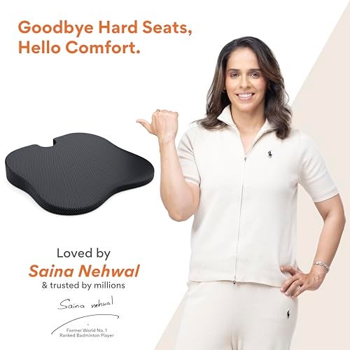 FOVERA Car Seat Cushions | 2 Years Warranty | for Long Drive & Daily Commute | Gel Memory Foam Wedge Cushion with Coccyx Cutout for Lower Back, Hip, Tailbone & Sciatica Pain Relief (Black, Pack of 1) - Image 2