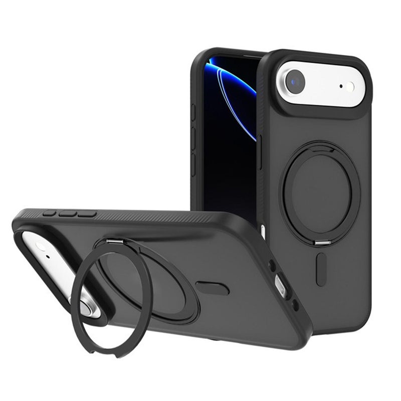 erorex For Iphone Air Rotating Holder Magsafe Pc Hybrid Tpu Phone Case(Black) - Image 1