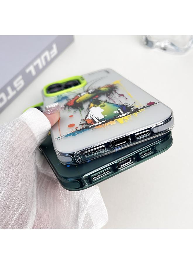 Zaboon Case For iPhone 13 Pro Max Double Layer Color Silver Series Animal Oil Painting Phone Case - Image 4