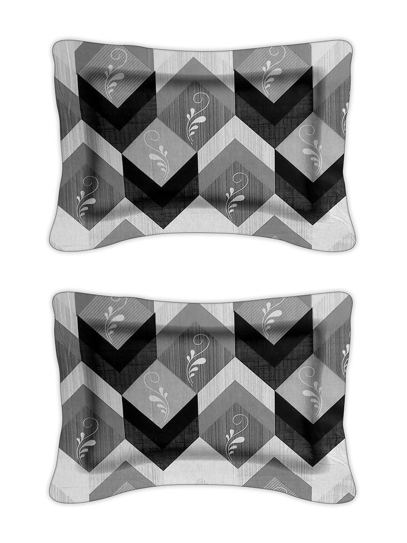 LABHAM® Retro 180TC Pure Cotton Black, White & Grey Double Bedsheet with 2 Pillow Covers (01) - Image 5