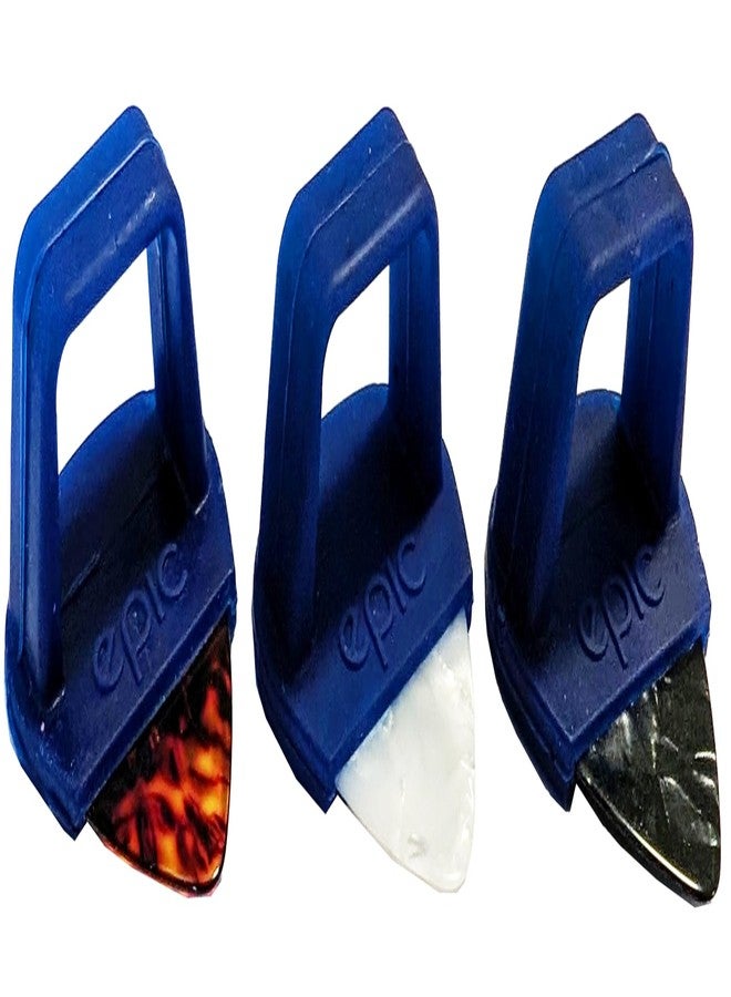 Epic Accessories مجموعة GripGenie من 3 قطع من مقابض ريش الجيتار مع حلقة و3 ريش جيتار متوسطة الحجم 0.71 مم | لن تسقط ريشتك بعد الآن | براءة اختراع قيد الانتظار من Epic Accessories - Image 1