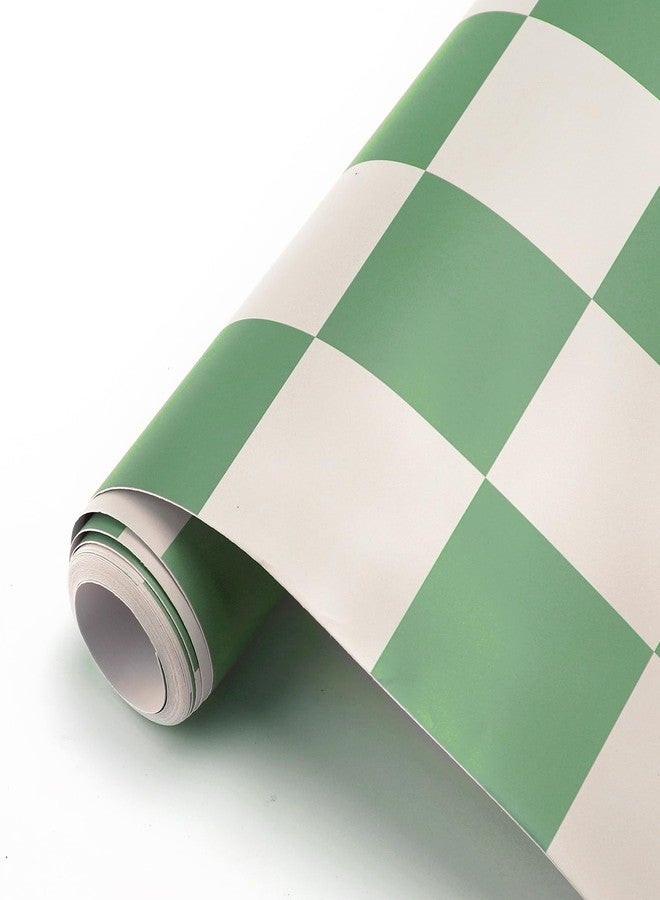 Drydiet Retro Checkered Peel and Stick Wallpaper Funky 70s Removable Vintage Decorative Wallpaper Checkerboard Decor for Bathroom Cabinet(Green,9.8' X 15.75'') - Image 2