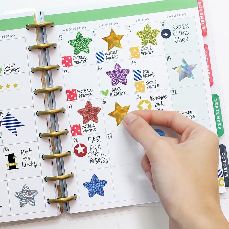EWINEVER Reward Stickers 1500 Pcs School Stickers 3 Roll Motivational Stickers in 24 Designs for Children Students Teachers Classroom Star Style - Image 4
