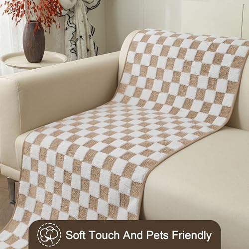 Sinotalent Couch Covers for Dogs Washable, Funny Fuzzy Pet Couch Cover, Anti-Slip Couch Covers for 3 Cushion Couch Sofa Pet Friendly, Reusable Sofa Covers for Pets. (Camel/White, 28" x 53") - Image 2