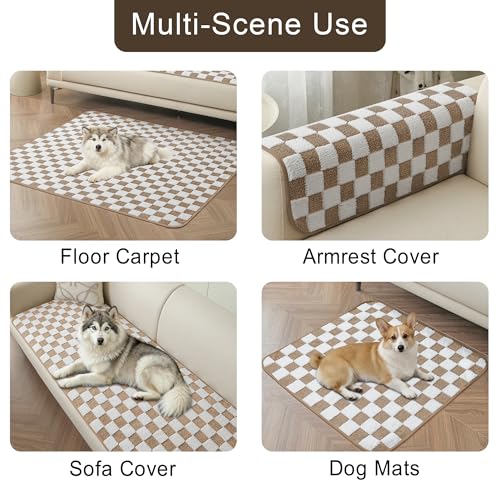 Sinotalent Couch Covers for Dogs Washable, Funny Fuzzy Pet Couch Cover, Anti-Slip Couch Covers for 3 Cushion Couch Sofa Pet Friendly, Reusable Sofa Covers for Pets. (Camel/White, 28" x 53") - Image 5