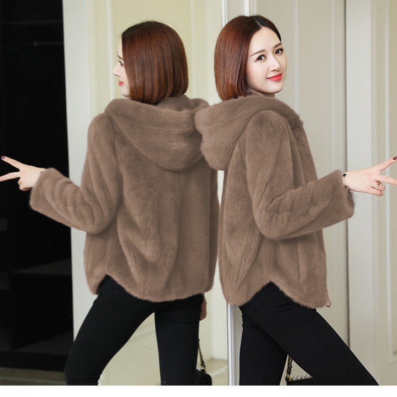 fleece-lined Thickened Jacket Womens Fashion ins Winter 2024 Double-sided Fleece Warm Hooded Sweatshirt Women (Double Hats) Black - Image 1