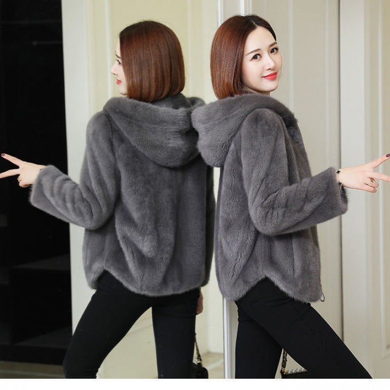 fleece-lined Thickened Jacket Womens Fashion ins Winter 2024 Double-sided Fleece Warm Hooded Sweatshirt Women (Double Hats) Black - Image 4