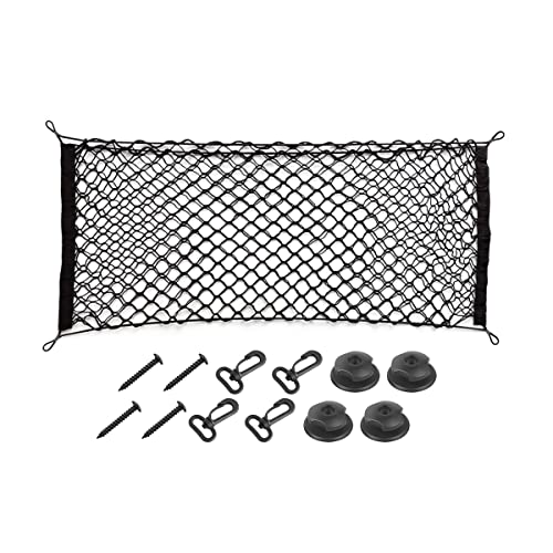 Hanemia Car Rear Cargo Net, Adjustable Elastic Storage Organizer Net, Trunk Cargo Storage Net, Universal Fit for Car, Vehicle, SUV (43.3"x 15.8") - Image 1