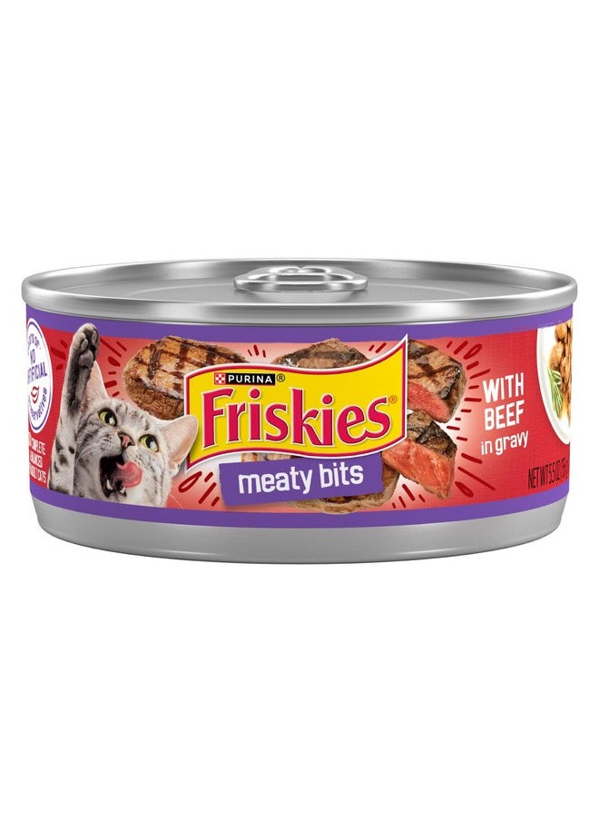 فريسكس طعام القطط الرطب Purina Friskies، قطع لحم مع لحم بقري في المرق - (عبوة من 24) علب 5.5 أونصة  - Image 1