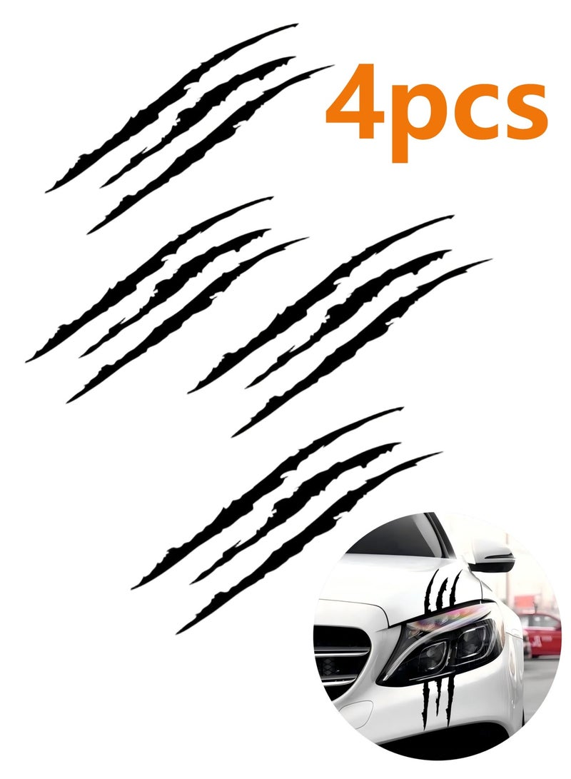 مجموعة من 4 ملصقات فينيل للسيارة، علامات مخالب الوحش، ملصقات للمصابيح الأمامية، ملصقات خدوش السيارة - Image 1