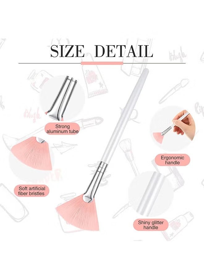 10 Pcs Facial Brushes Fan Mask Brushes, Soft Mask Applicator Brush Tools Slim Makeup Brushes Cosmetic Tool For Peel Glycolic Mask Makeup And Mud Cream (Pink, 5.91 Inch) - Image 3
