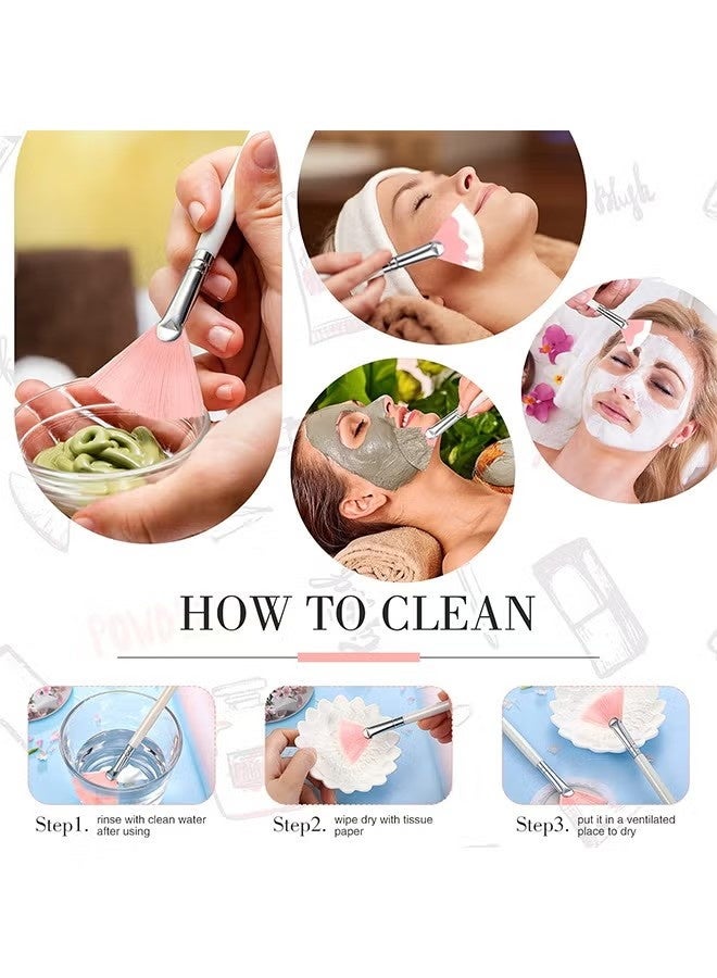 10 Pcs Facial Brushes Fan Mask Brushes, Soft Mask Applicator Brush Tools Slim Makeup Brushes Cosmetic Tool For Peel Glycolic Mask Makeup And Mud Cream (Pink, 5.91 Inch) - Image 4