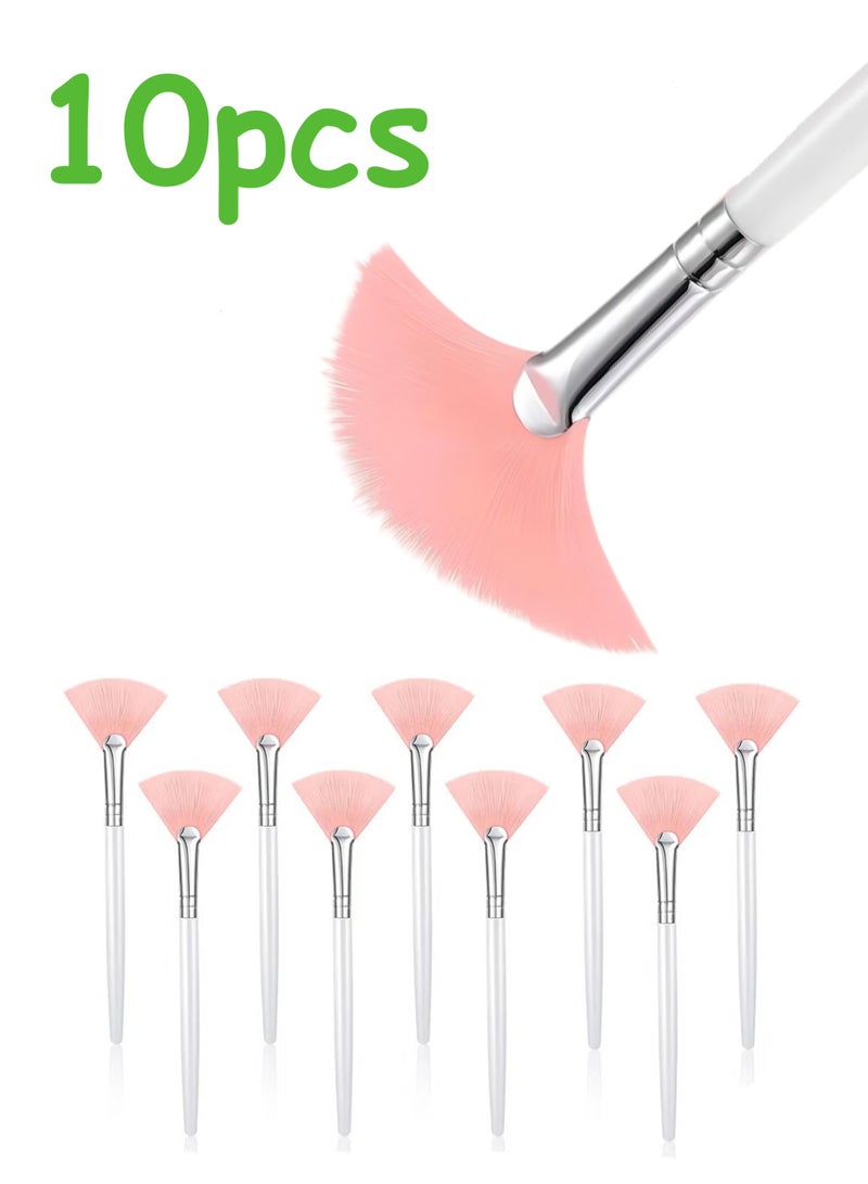 10 Pcs Facial Brushes Fan Mask Brushes, Soft Mask Applicator Brush Tools Slim Makeup Brushes Cosmetic Tool For Peel Glycolic Mask Makeup And Mud Cream (Pink, 5.91 Inch) - Image 1