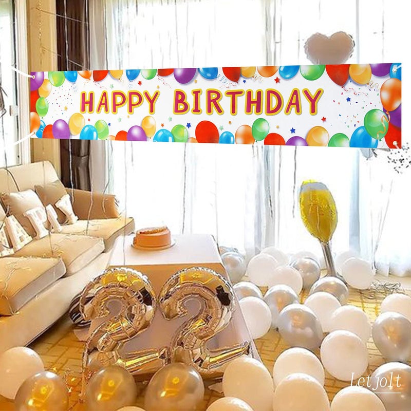 Letjolt Birthday Banner Happy Birthday Sign Huge Balloon Banner Decorations Supplies Colorful Fence Outdoor Giant Sign Photo Prop Backdrop Outside Decoration 6 Feet - Image 4