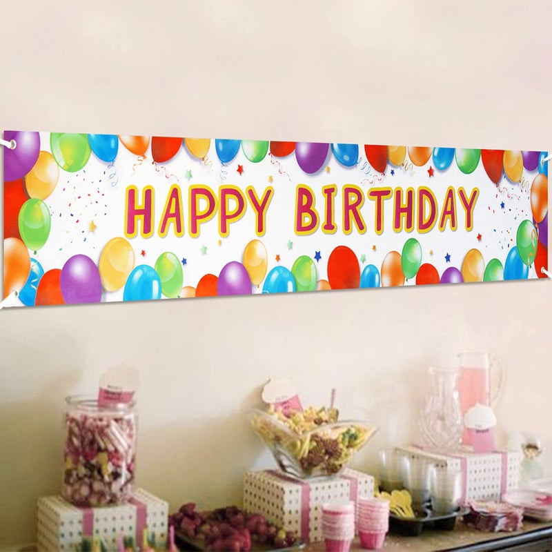 Letjolt Birthday Banner Happy Birthday Sign Huge Balloon Banner Decorations Supplies Colorful Fence Outdoor Giant Sign Photo Prop Backdrop Outside Decoration 6 Feet - Image 1