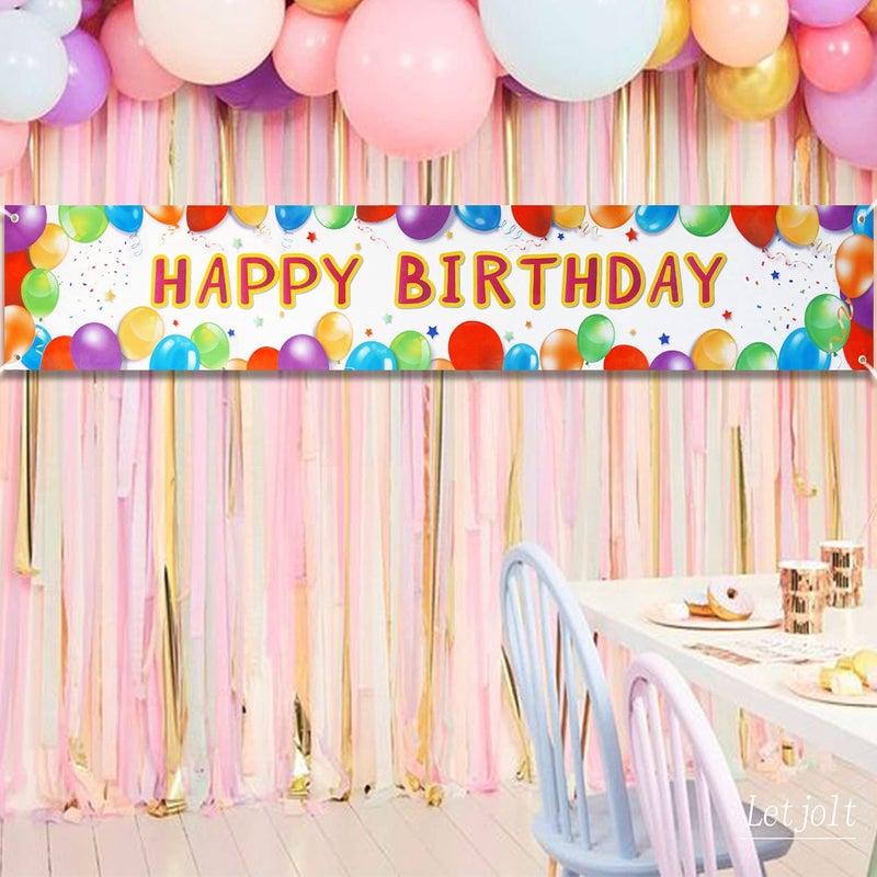 Letjolt Birthday Banner Happy Birthday Sign Huge Balloon Banner Decorations Supplies Colorful Fence Outdoor Giant Sign Photo Prop Backdrop Outside Decoration 6 Feet - Image 3