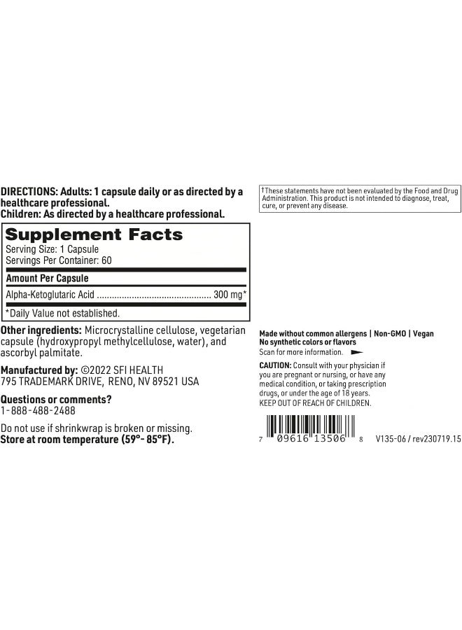 Klaire Labs Alpha-Ketoglutaric Acid - Energy & Metabolism Support - 300Mg Akg In Hypoallergenic, Vegetarian Capsules, Dairy & Gluten-Free (60 Capsules) - Image 4