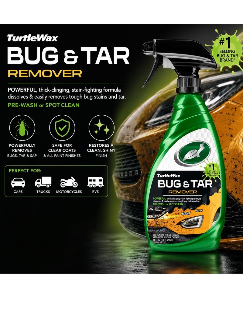 TurtleWax 3 PCS Turtle Wax Bug & Tar Remover Spray 473ml Car Exterior Cleaner for Bugs Tar Tree Sap Road Grime Paint Safe Pre Wash Spot Cleaning Formula for Cars Trucks Motorcycles RVs Fast Acting Automotive Surface Cleaning Spray TW-BTR473 - Image 2