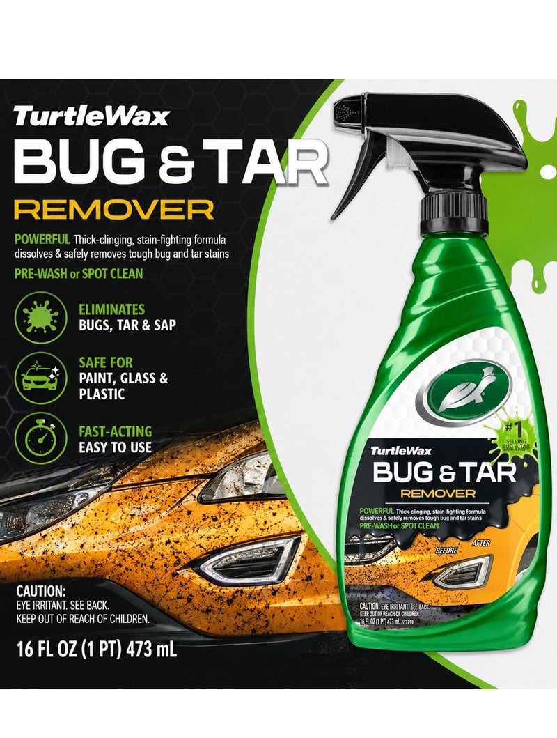 TurtleWax 3 PCS Turtle Wax Bug & Tar Remover Spray 473ml Car Exterior Cleaner for Bugs Tar Tree Sap Road Grime Paint Safe Pre Wash Spot Cleaning Formula for Cars Trucks Motorcycles RVs Fast Acting Automotive Surface Cleaning Spray TW-BTR473 - Image 4