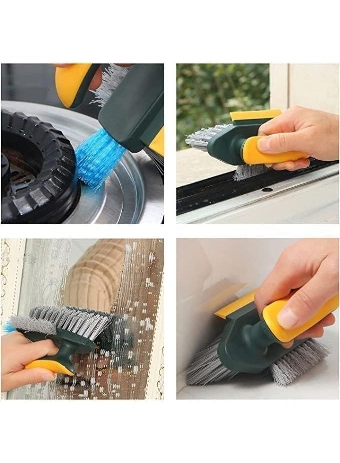 فرشاة تنظيف البلاط 4 في 1 مع ممسحة ، فرش تنظيف الحمام وتنظيف الفجوات على شكل V، أدوات فرشاة تنظيف الشقوق والأرضيات متعددة الوظائف للزوايا والنوافذ والحوض والمطبخ - Image 3