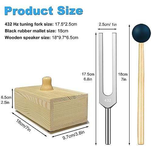 Lrowvenu 432 Hz Tuning Fork with Resonance Box, Aluminum Alloy, Wooden Speaker, Ideal for Sound Healing, SPA Aromatherapy, Tuning Fork Resonance Teaching, Hearing Tests, Meditation etc - Image 2